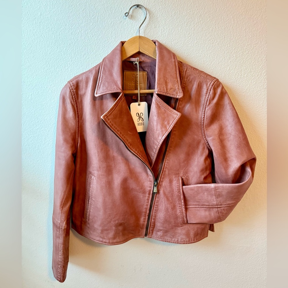 HOBO Leather Moto Jacket in Mahogany Size Small
